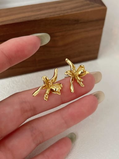 18k Gold C1341 Single 925 Sterling Silver Flower Vintage Stud Earring