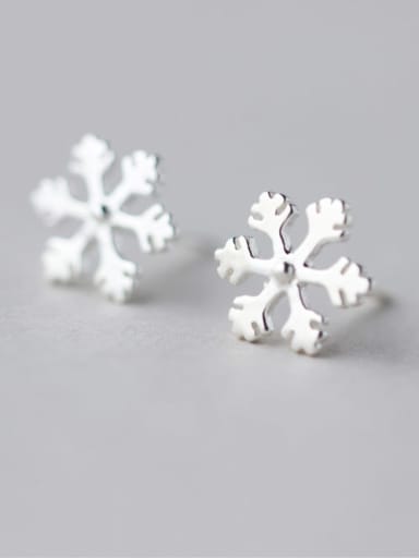 925 Sterling Silver  Minimalist  Cute snowflake Stud Earring