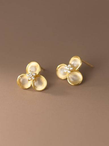 925 Sterling Silver Rhinestone Flower Cute Stud Earring