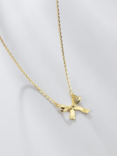 Necklace Gold 925 Sterling Silver Bowknot Minimalist Necklace
