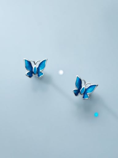 925 Sterling Silver Enamel Butterfly Cute Stud Earring