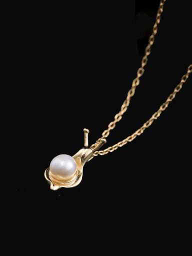 custom 925 Sterling Silver Freshwater Pearl  Vintage Snail Pendant Necklace