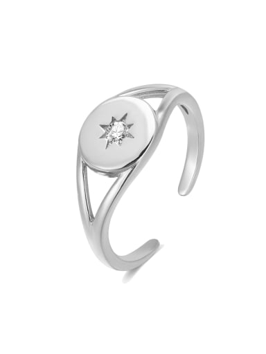 White gold star studded diamond ring 925 Sterling Silver Geometric Minimalist Band Ring