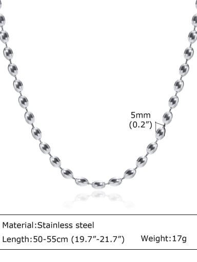 steel 50+ 5CM Stainless steel  Minimalist Beaded Chain Necklace