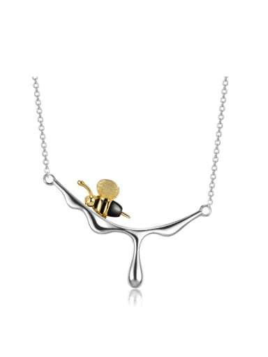 925 Sterling Silver Enamel  Bee Cute  Water Drop Pendant Necklace