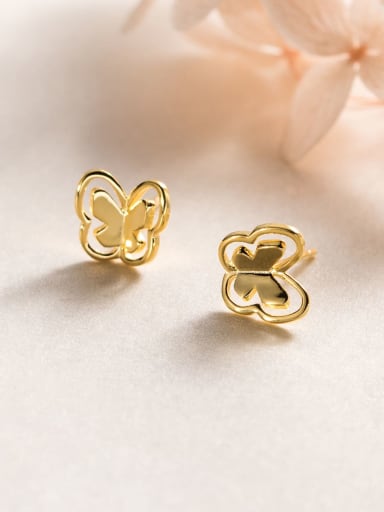 Gold 925 Sterling Silver Butterfly Cute Stud Earring