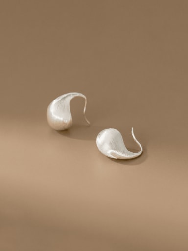 Silver 925 Sterling Silver Geometric Minimalist Hook Earring