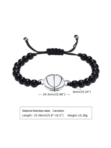 Titanium Steel Carnelian Geometric Hip Hop Adjustable Bracelet