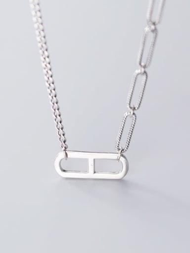 925 Sterling Silver Simple hollow geometric pendant Necklace
