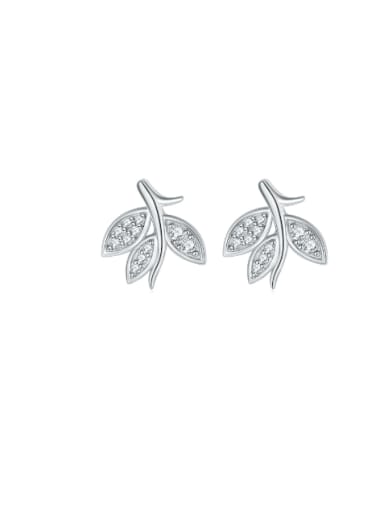 TLED094 Earrings 925 Sterling Silver Cubic Zirconia Leaf Dainty Necklace