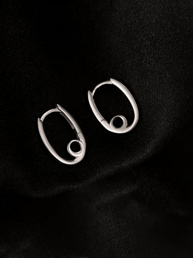 ES2248 Platinum 925 Sterling Silver Geometric Minimalist Huggie Earring