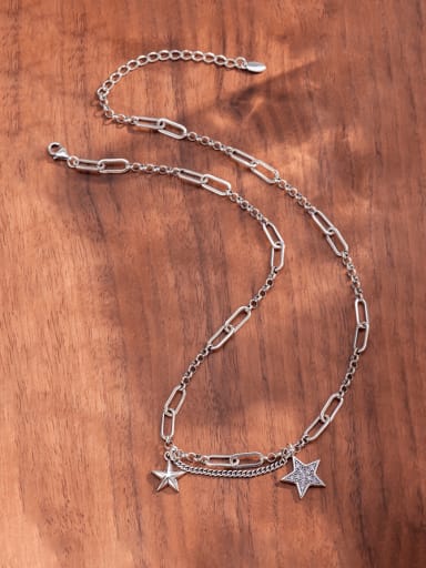 925 Sterling Silver Geometric Vintage  Vintage Five-Pointed Star Patchwork Necklace