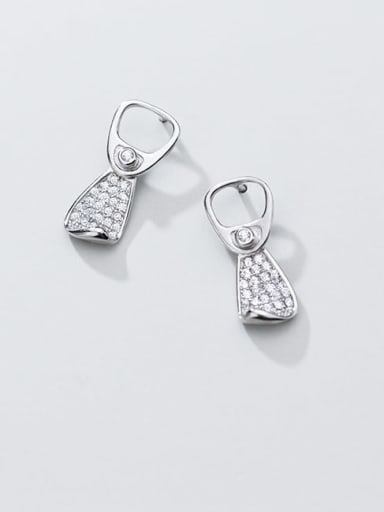 925 sterling silver cubic zirconia irregular minimalist drop earring
