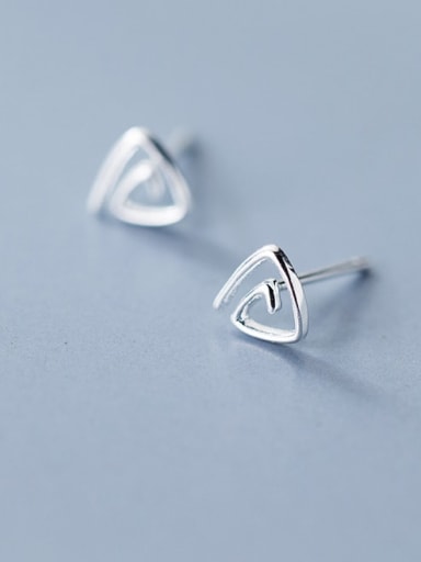 925 sterling silver hollow  triangle minimalist stud earring