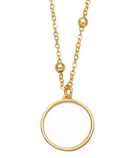 B Brass Cubic Zirconia Enamel Evil Eye  Vintage Round Pendant Necklace