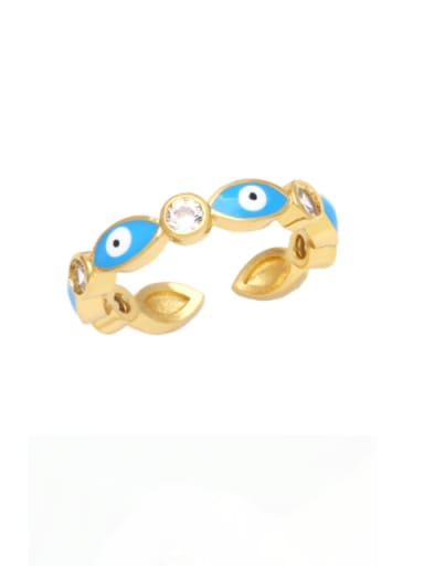 blue Brass Enamel Evil Eye Cute Band Ring