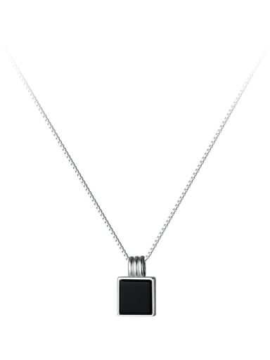 925 Sterling Silver Obsidian Geometric Minimalist Necklace
