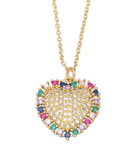 Brass Cubic Zirconia  Vintage  Heart  Pendant Necklace
