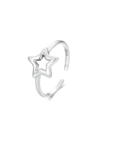 custom 925 Sterling Silver Hollow Pentagram Minimalist Band Ring