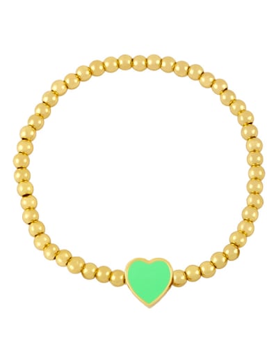 C (light green) Brass Enamel Heart Minimalist Beaded Bracelet
