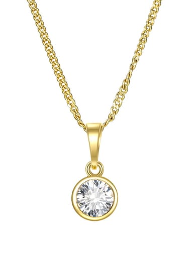 7MM A00786186 Alloy Cubic Zirconia Round Dainty Necklace