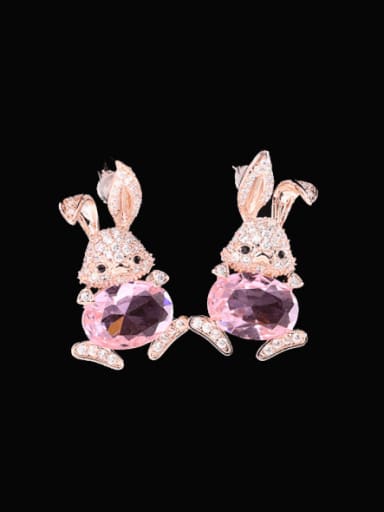 Brass Cubic Zirconia Rabbit Luxury Cluster Earring