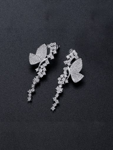 Brass Cubic Zirconia Butterfly Dainty Cluster Earring