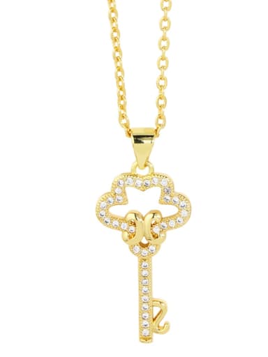 B Brass Cubic Zirconia Key Trend Necklace