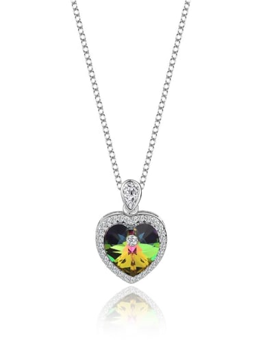 JYXZ 013 (gradient green) 925 Sterling Silver Austrian Crystal Heart Classic Necklace