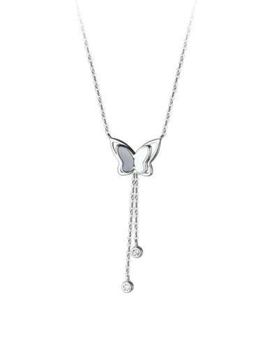 925 Sterling Silver Butterfly Minimalist Tassel Necklace