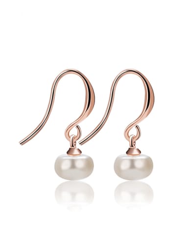 Copper Imitation Pearl Round Minimalist Hook Earring