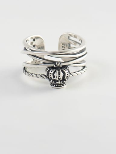 925 Sterling Silver Crown Vintage Stackable Ring