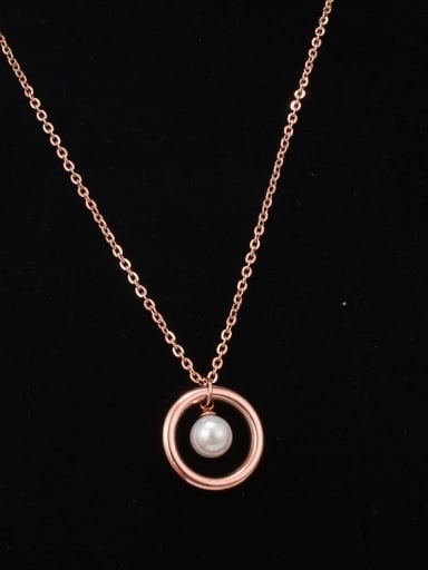 Titanium Hollow Round  Imitation Pearl Necklace