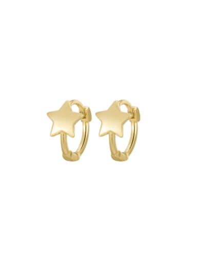 Gold 925 Sterling Silver Pentagram Minimalist Huggie Earring