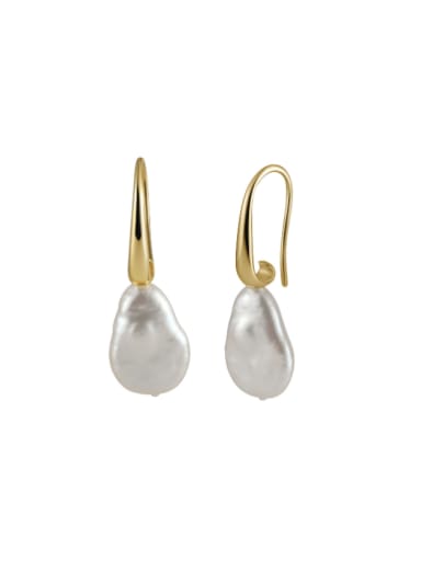 custom 925 Sterling Silver Freshwater Pearl Geometric Bohemia Hook Earring