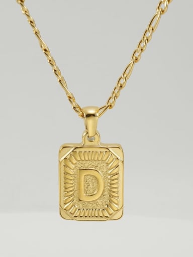 Gold D Titanium Steel Letter Hip Hop coin Necklace with 26 letters
