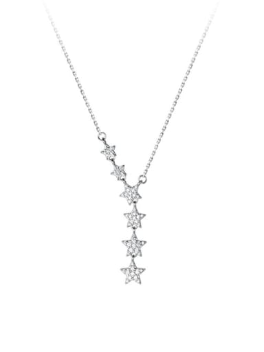 925 Sterling Silver Cubic Zirconia Star Minimalist Lariat Necklace