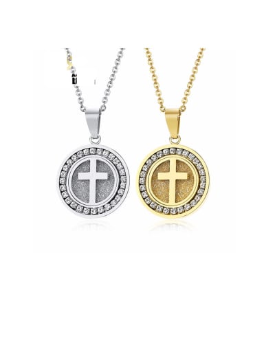 Titanium Rhinestone White Cross Minimalist Necklaces
