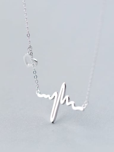 925 Sterling Silver Irregular Minimalist Electrocardiogram Necklace