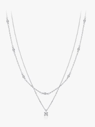 925 Sterling Silver Moissanite Geometric Minimalist Multi Strand Necklace