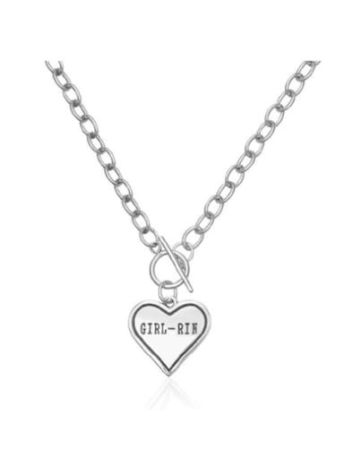 925 Sterling Silver With Antique Silver Plated Simplistic Heart-shaped Monogrammed Locket Necklace