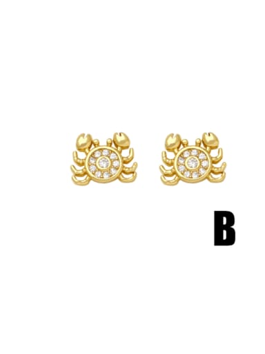 B Brass Cubic Zirconia Snake Cute Stud Earring