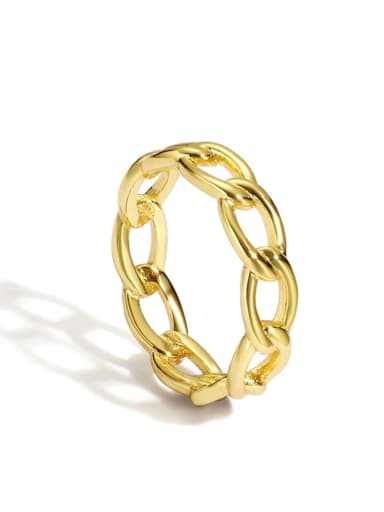 Brass Hollow Geometric  Chain Vintage Band Ring