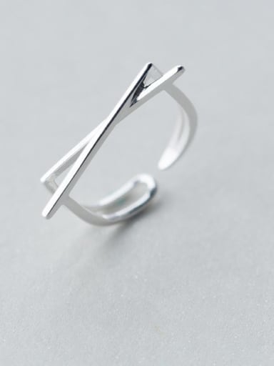 925 Sterling Silver Smooth Cross Minimalist  Free Size Ring