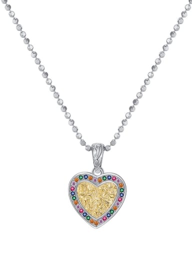 925 Sterling Silver Cubic Zirconia Heart Classic Necklace