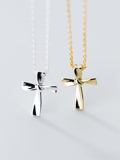 925 Sterling Silver Smooth Cross Minimalist Regligious Necklace