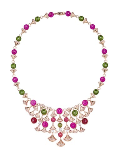 Brass Multi Color Beads  Luxury Necklace