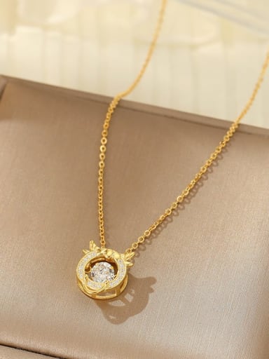 NS1091 [Ox  Gold] 925 Sterling Silver Cubic Zirconia Zodiac Trend Necklace