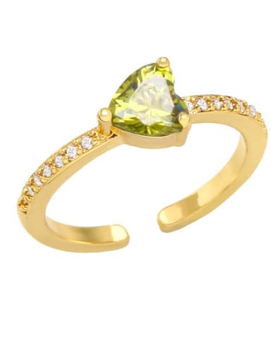 Light green Brass Cubic Zirconia Heart Minimalist Band Ring