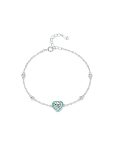 925 Sterling Silver Enamel Heart Minimalist Link Bracelet